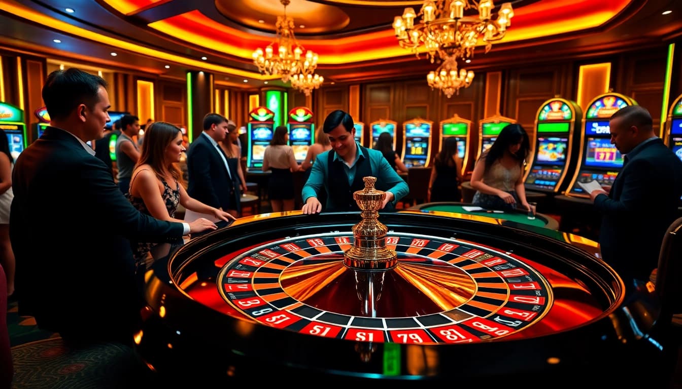 Experience luxury gaming at lc 88's casino table, complete with vibrant atmosphere and engaged players.