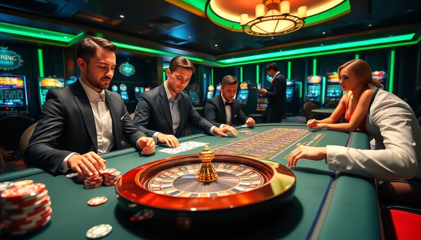 Excitement at a luxurious casino table as players engage in the thrill of go8 gambling.