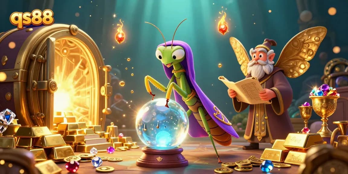 Engage with qs88's mystical fortune teller and wise moth in a dynamic casino adventure.