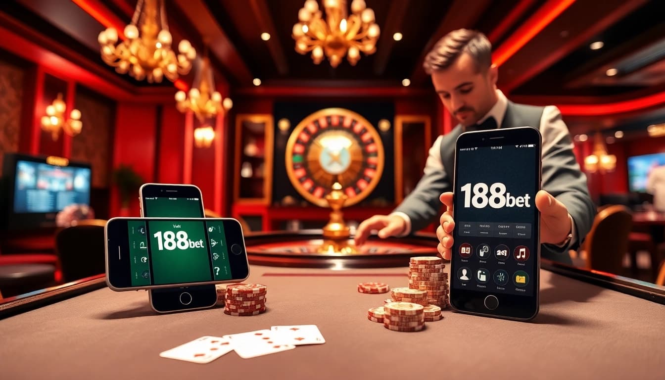 Experience thrilling gaming at link vào 188bet with a vibrant casino scene featuring high-stakes tables and excited players.