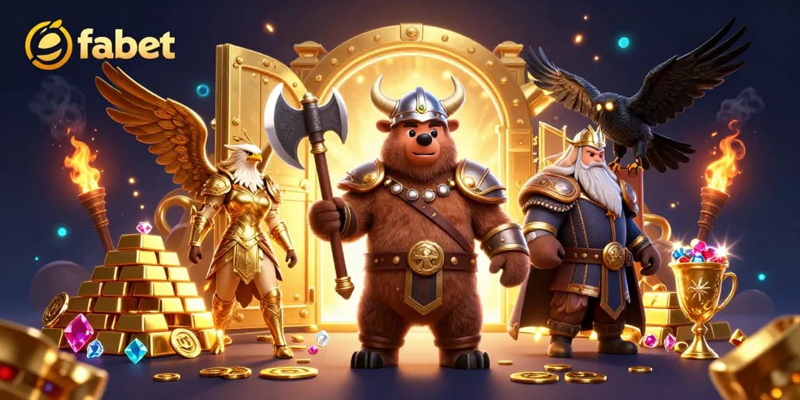 Engage with fabet's thrilling experience through a dynamic Viking-themed casino illustration.
