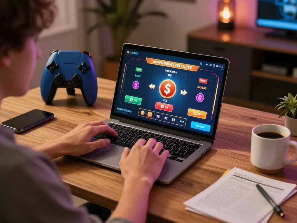 Engaging with fun 79 online gaming interface while tracking bankroll in a modern home