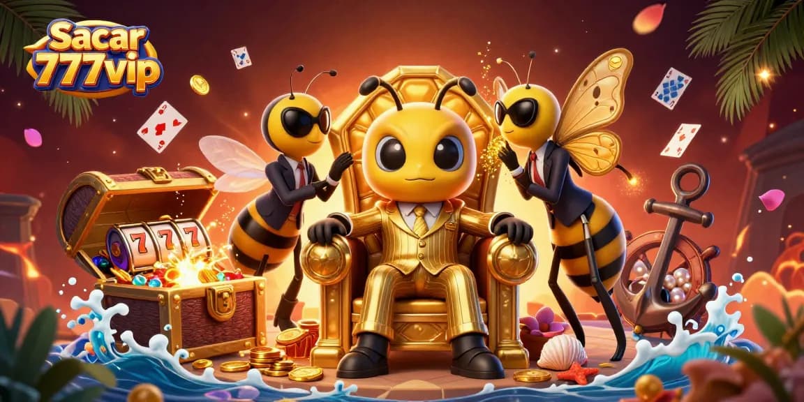 Sacar 777vip effortlessly withdraws your winnings with a colorful casino theme featuring vibrant treasure elements.