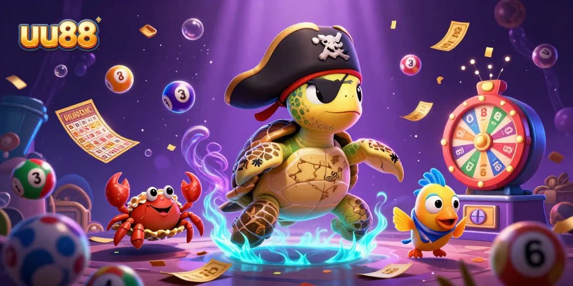 Experience thrilling gameplay at uu88 with an underwater casino scene featuring vibrant lottery elements and treasure.