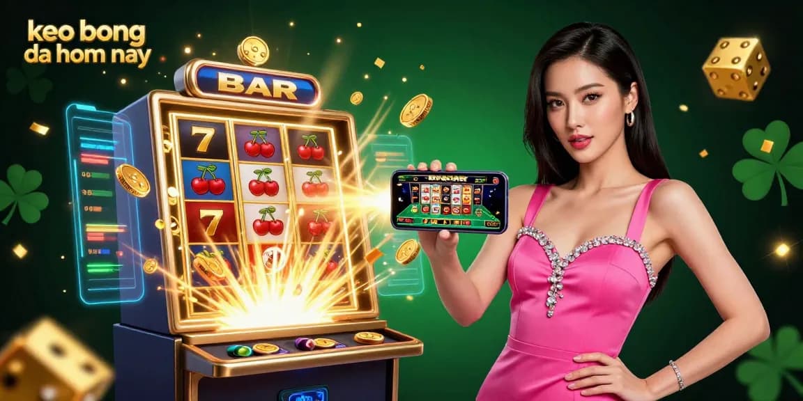 Feel the excitement at keo bong da hom nay with a stunning Asian woman showcasing a live dealer casino game on her smartphone.