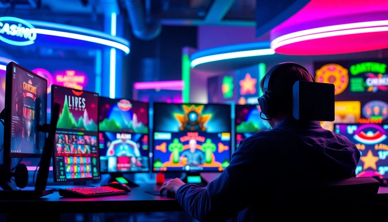 Neue casino bonus ohne einzahlung aktivieren mit aufregendem Gaming-Setup und neonbeleuchtetem Ambiente.
