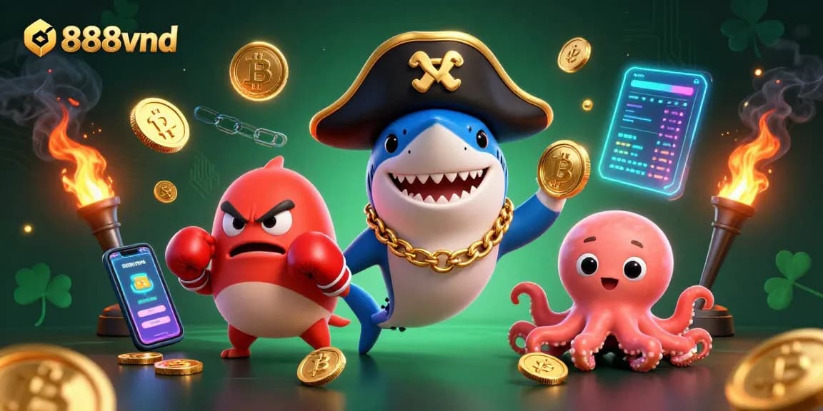 Engage with the exciting world of 888vnd casino games featuring colorful characters and crypto elements.