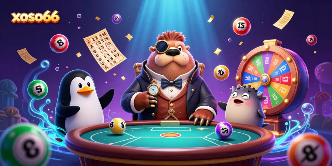 Xoso66 players engage in thrilling underwater poker with vibrant elements and animated lottery balls.