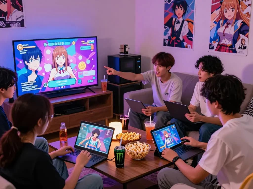 Exciting scene of friends playing an adult game together in a cozy living room.