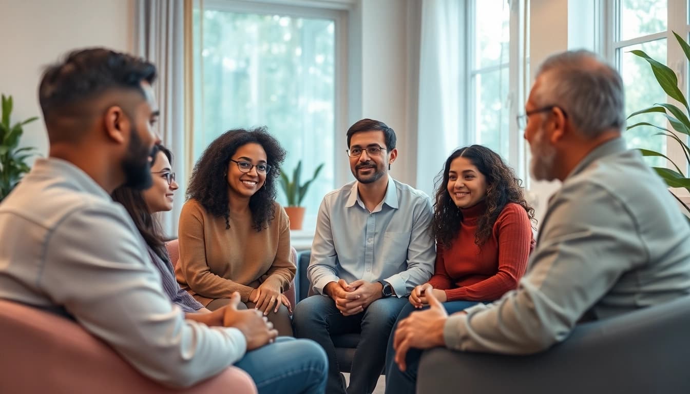 Enhancing emotional wellbeing through group therapy in a calm and inviting environment.