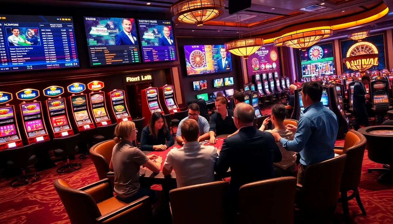 Exciting casino atmosphere showcasing xx gg betting interface with gamblers at the poker table.