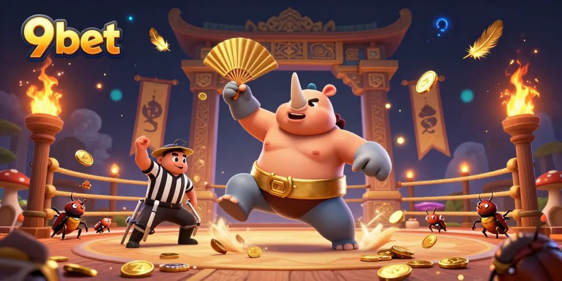 Experience thrilling action with 9bet as a rhinoceros beetle champion in a captivating 3D scene.