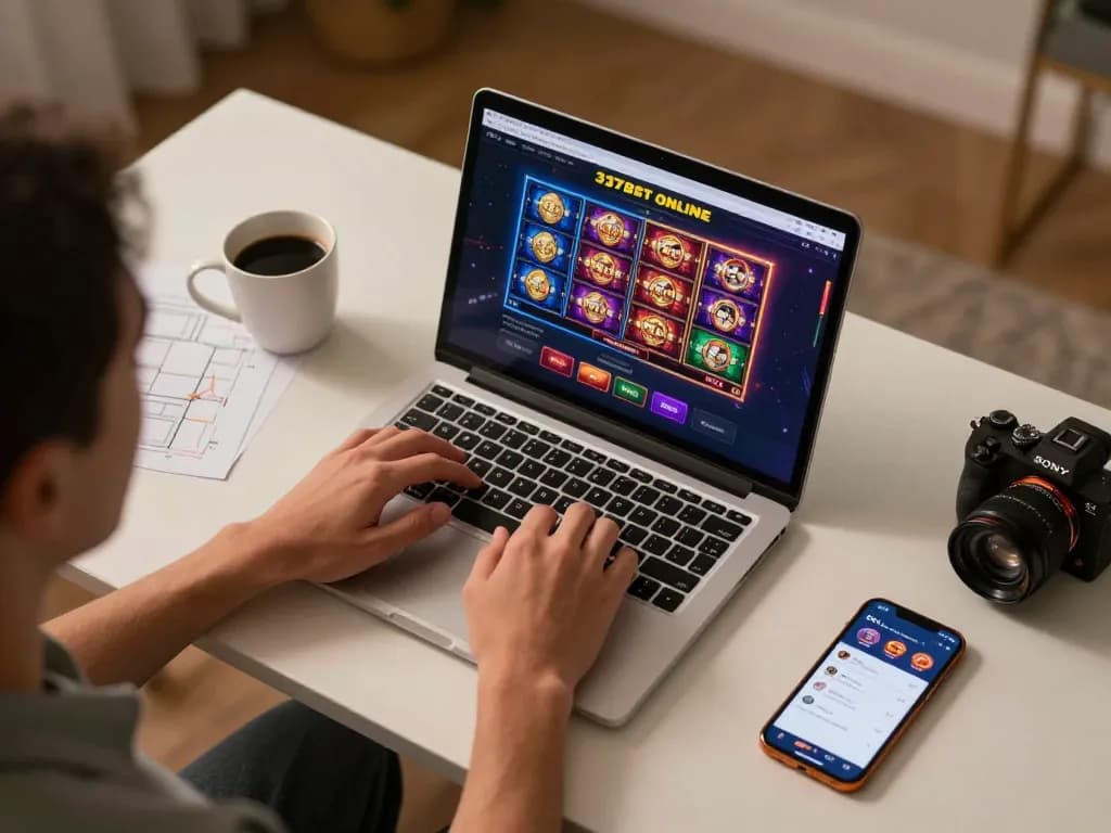 Jogador desfrutando de uma sessão emocionante na plataforma de cassino online 337bet, mostrando gráficos vibrantes de máquinas caça-níqueis.