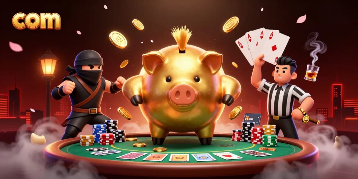 Win big at com with vibrant casino art featuring dynamic characters and poker elements.