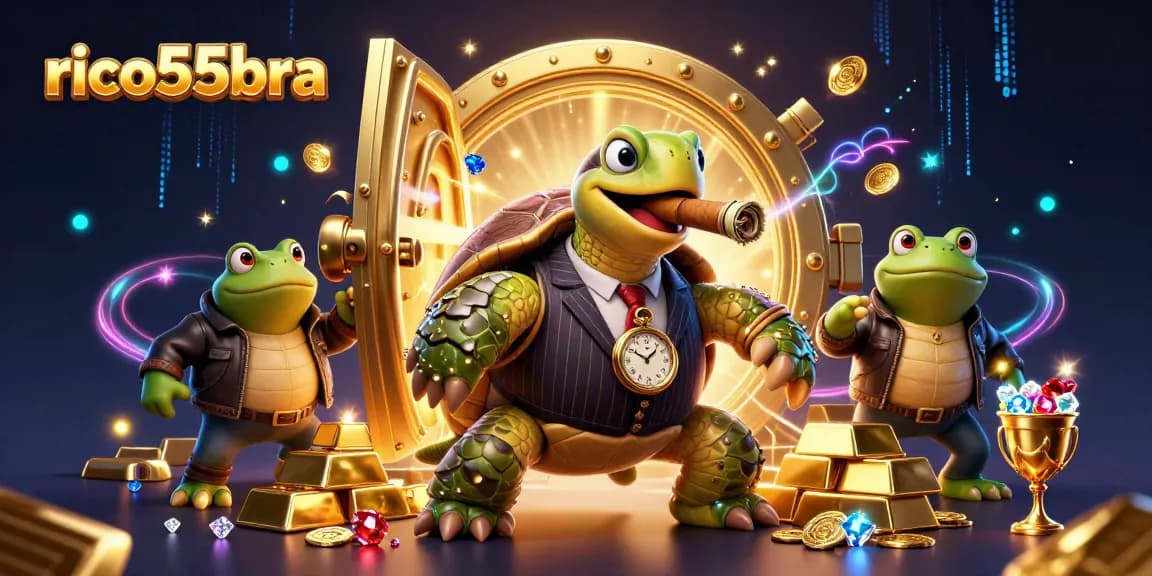 Experience thrilling excitement with the Rico55bra characters in a vibrant 3D casino scene.