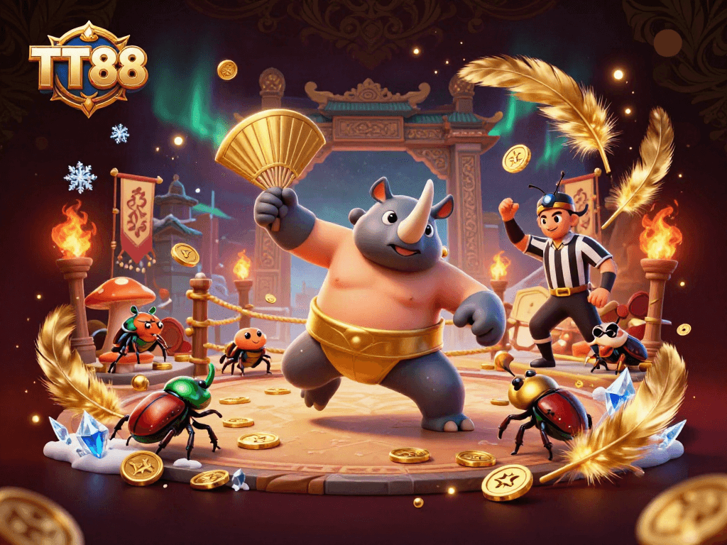 TT88 delivers an exciting atmosphere with a sumo beetle champion unleashing coins and energy.