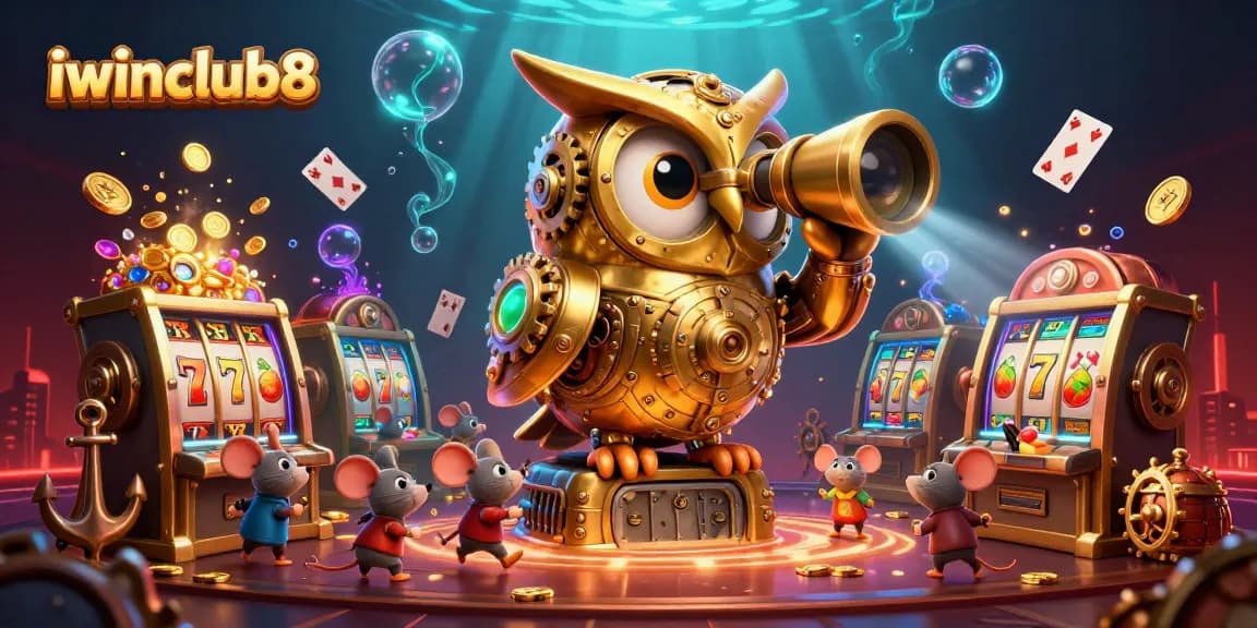 iwinclub8 showcases an engaging 3D casino scene with vibrant characters and dynamic game elements.
