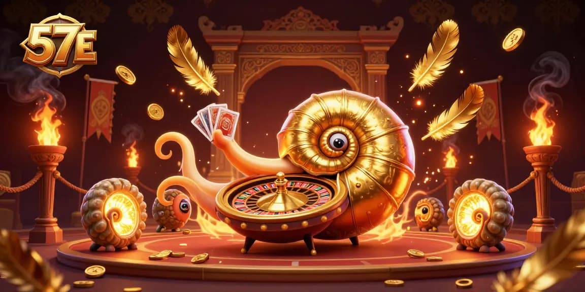 Experience the thrilling 57E casino with giant nautilus and glowing ammonite companions.
