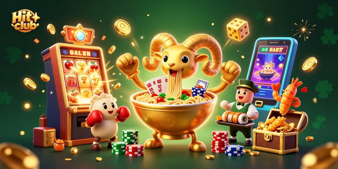 Catch the excitement at Hit club with characters dealing cards, stacking chips, and a jackpot explosion!
