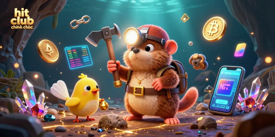 Join adventure at hit club chính thức with a treasure hunter mole mining gold and crypto treasures.