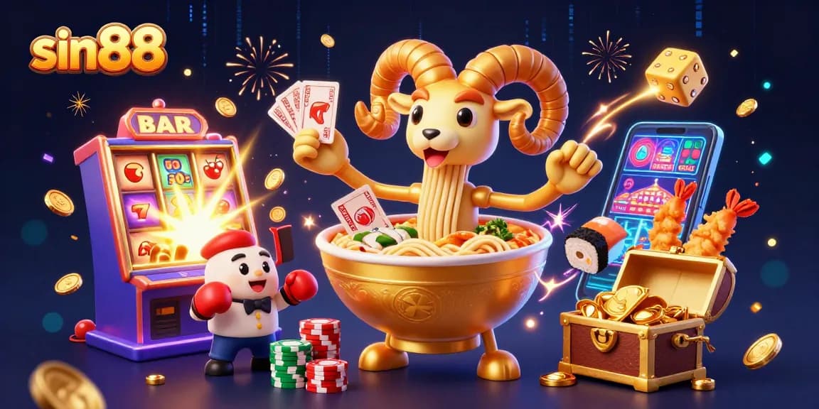 Experience sin88 thrills with a vibrant 3D casino scene featuring interactive gaming elements.