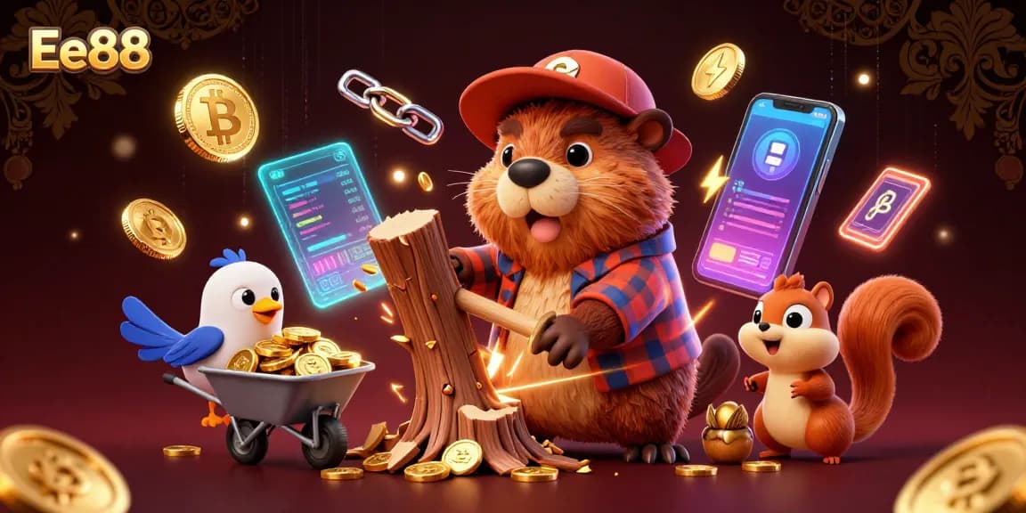 Engage with the exciting Ee88 casino experience, as golden coins rain down in this vibrant 3D illustration of action-packed gameplay.