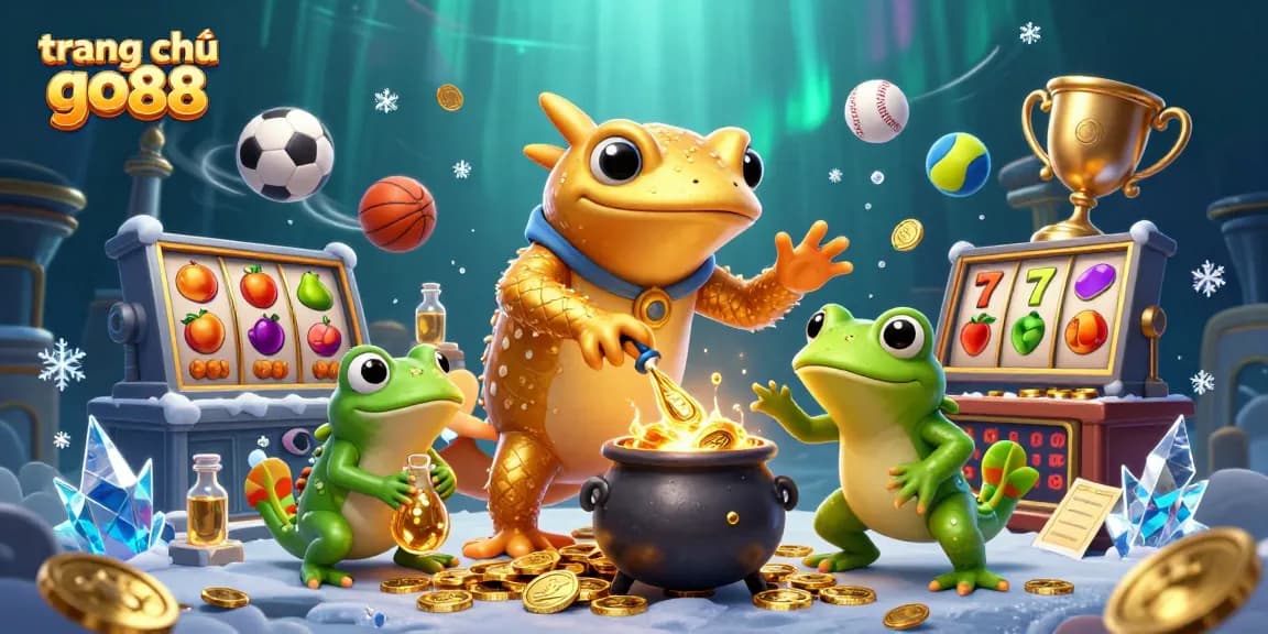 Experience thrilling gameplay at trang chủ go88 with dynamic 3D casino illustration of alchemy and luck.