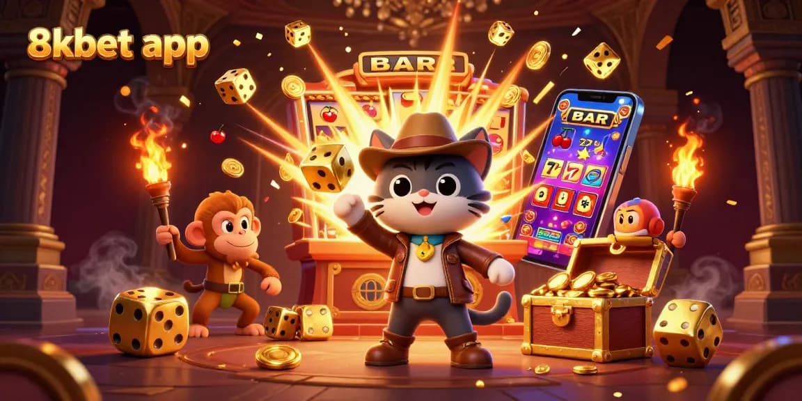 Experience the thrill of the 8xbet app as the explorer cat and monkey unveil casino treasures.