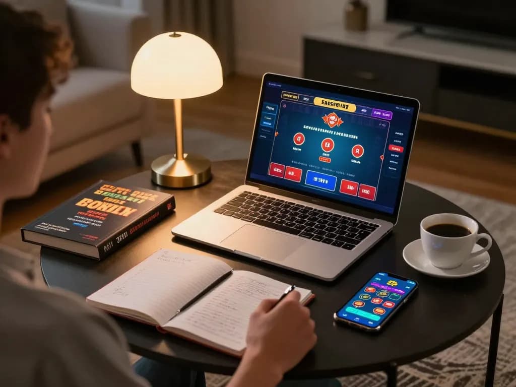 Player enjoying an online casino game with the 33nn app in a stylish home setting.