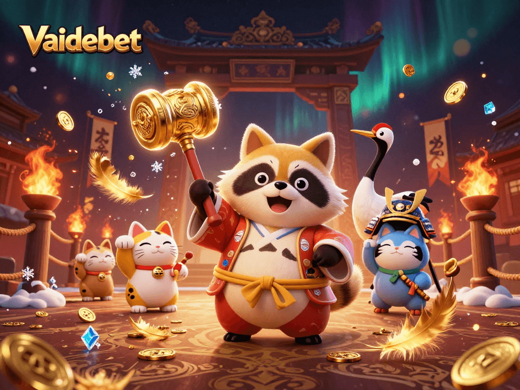 Experience thrilling gaming fun at Vaidebet with vibrant characters and casino-themed elements.