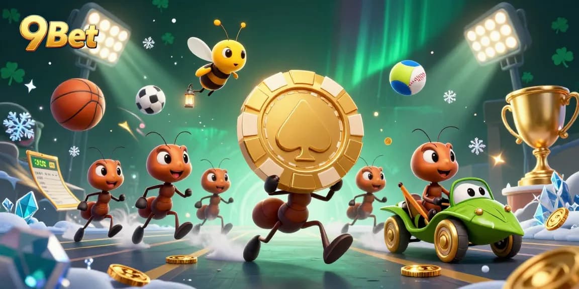 Join the 9Bet ants as they conquer a casino heist filled with dynamic sports elements.