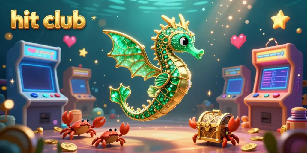 Engage in thrilling gameplay at hit club with a vibrant underwater scene featuring a majestic sea dragon and casino elements.