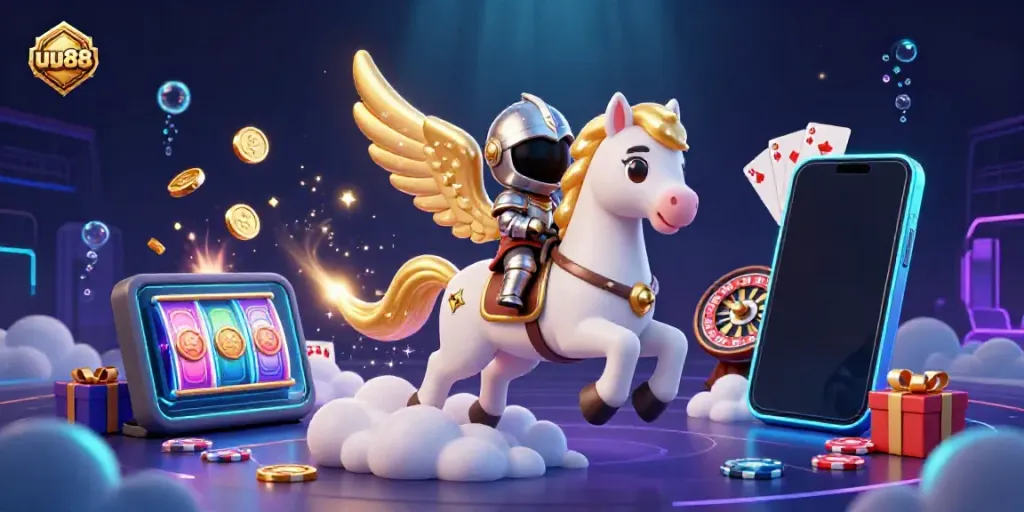 Experience the thrill of uu88 gaming and slots with dynamic characters amidst a vibrant casino atmosphere.