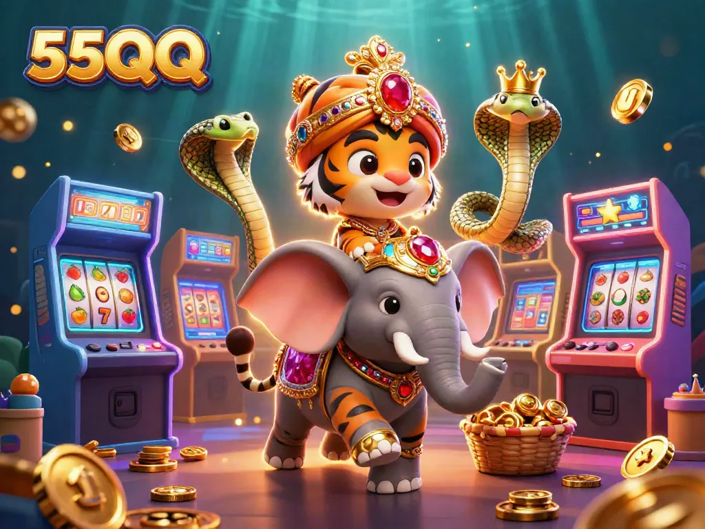 Experience thrilling gameplay with 55QQ in a vibrant casino scene featuring rich 3D details.