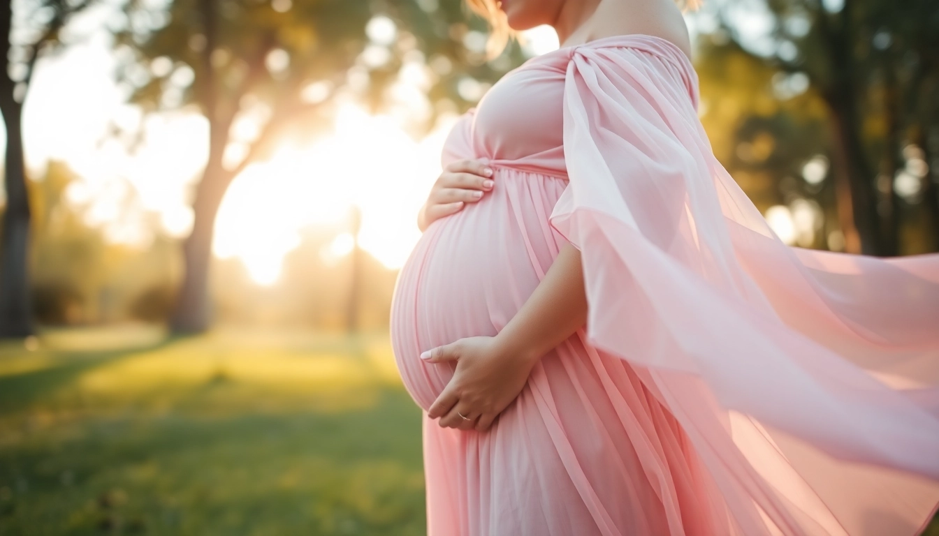 Capture the essence of Babybauch Fotoshooting with a glowing expectant mother outdoors.