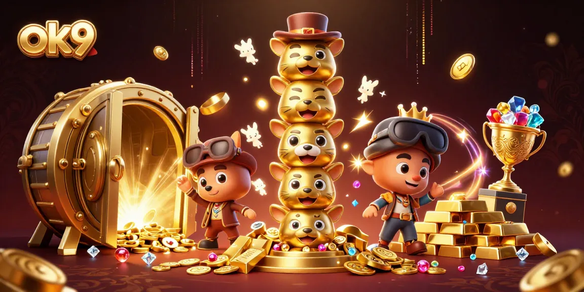Experience thrilling wins with OK9's dynamic gaming environment featuring sparkling treasures.