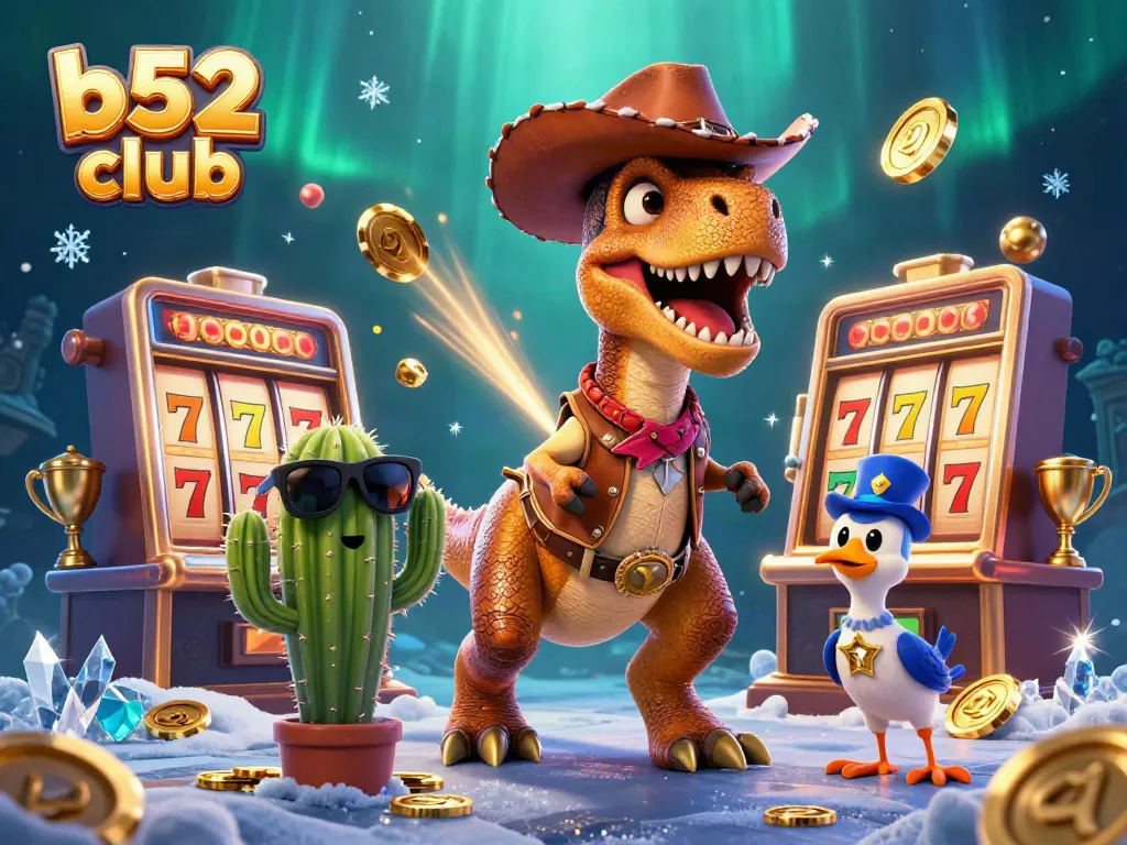Engage in thrilling gameplay at b52 club with this exciting slot machine scene featuring vibrant characters.