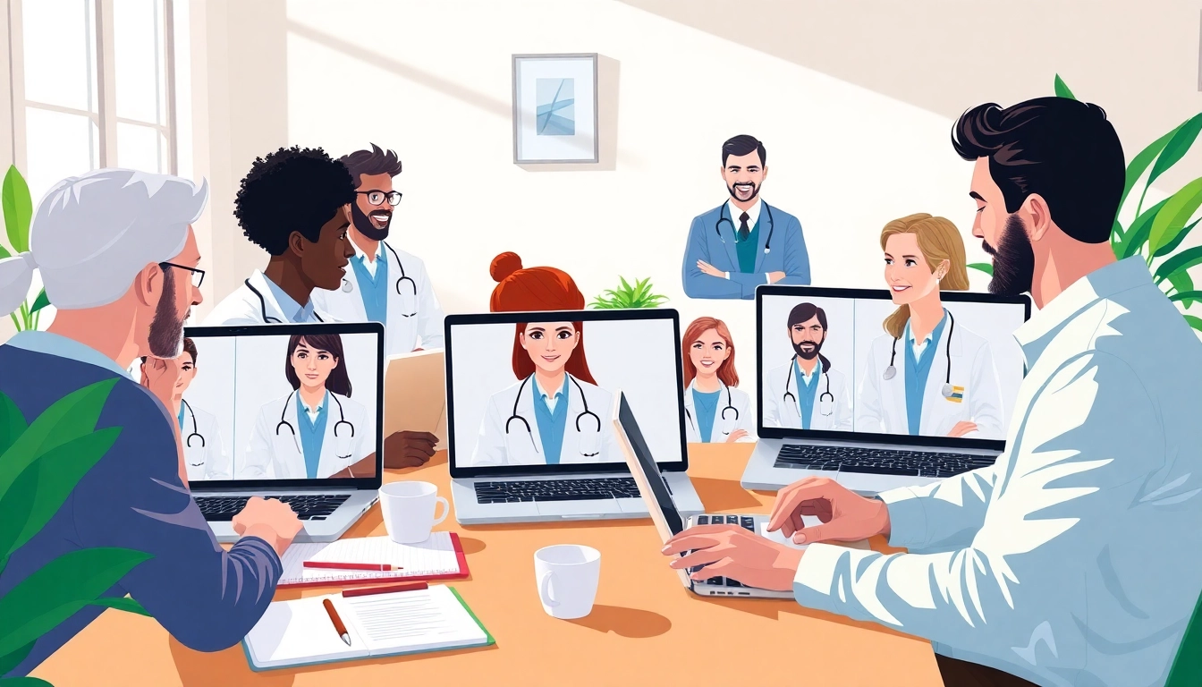 Engaging online doctor visit without insurance highlighting diverse patients connecting with healthcare professionals.