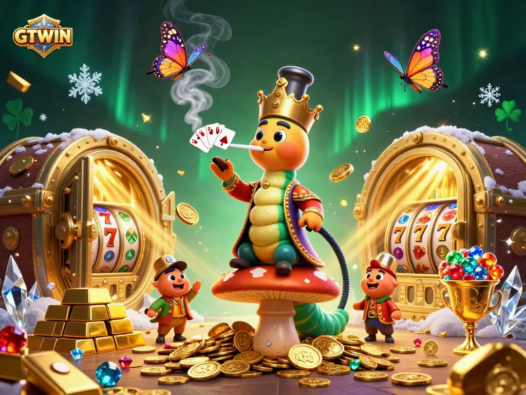 Build excitement with GTWIN's captivating casino scene featuring vibrant game elements and characters.
