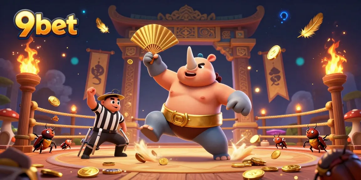Experience thrilling action with 9bet as a rhinoceros beetle champion in a captivating 3D scene.