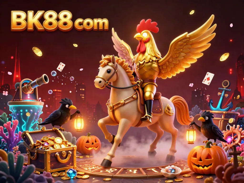 Experience thrilling gaming with BK88 com in this vibrant casino scene featuring unique characters and elements.