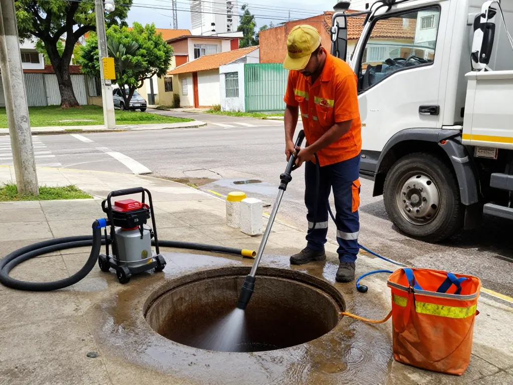 Limpa fossa em São Paulo with technicians ensuring fossa cleanliness using advanced equipment.
