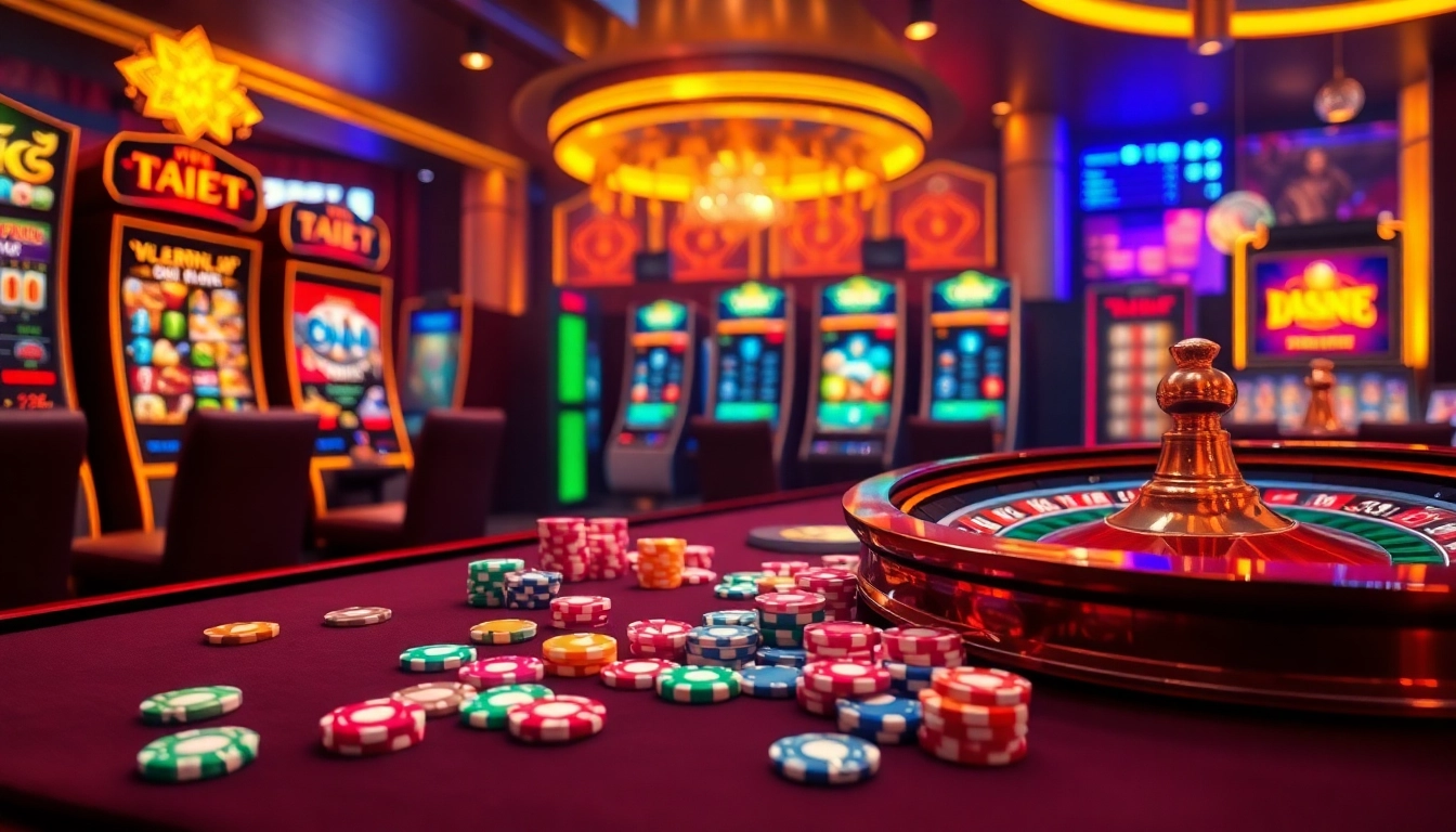 Experience the thrill of betting at 788t's luxurious online casino with vibrant poker chips and roulette.