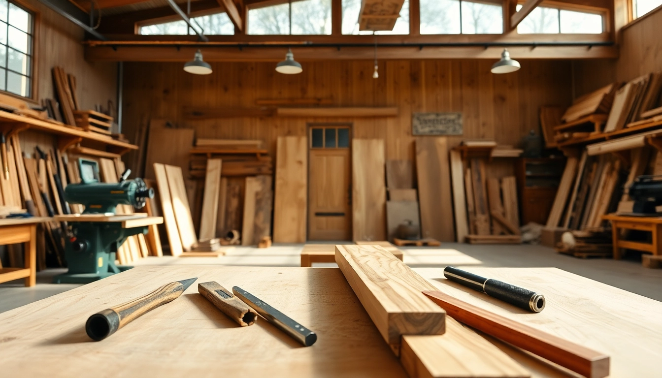 Crafting custom millwork in a bright workshop filled with artisan tools and wood pieces.