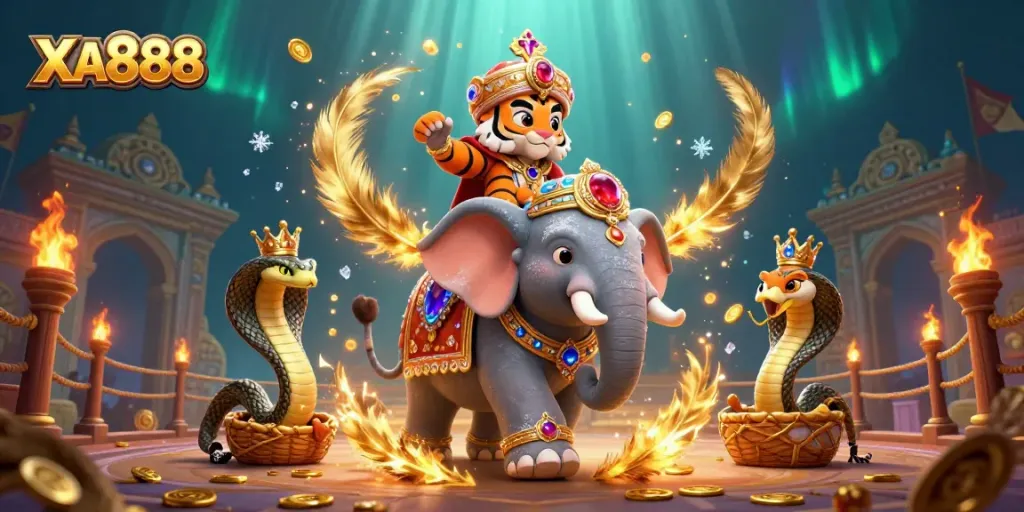 Engage with XA888's thrilling gaming experience surrounded by vibrant casino elements.