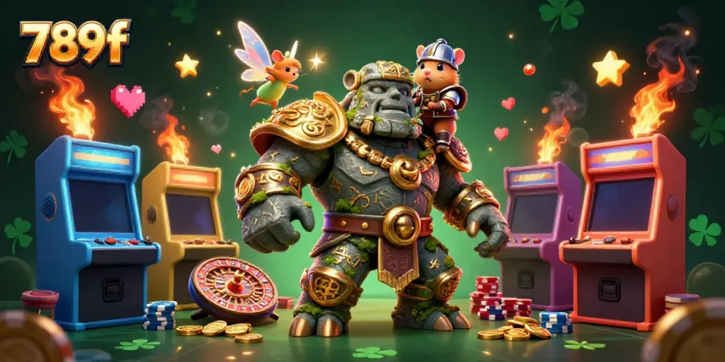 Experience the thrilling ambiance of 789f with casino elements and magical characters.