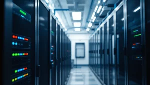 Visual representation of adult hosting featuring advanced server technology in a sleek data center.