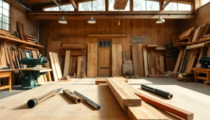 Crafting custom millwork in a bright workshop filled with artisan tools and wood pieces.